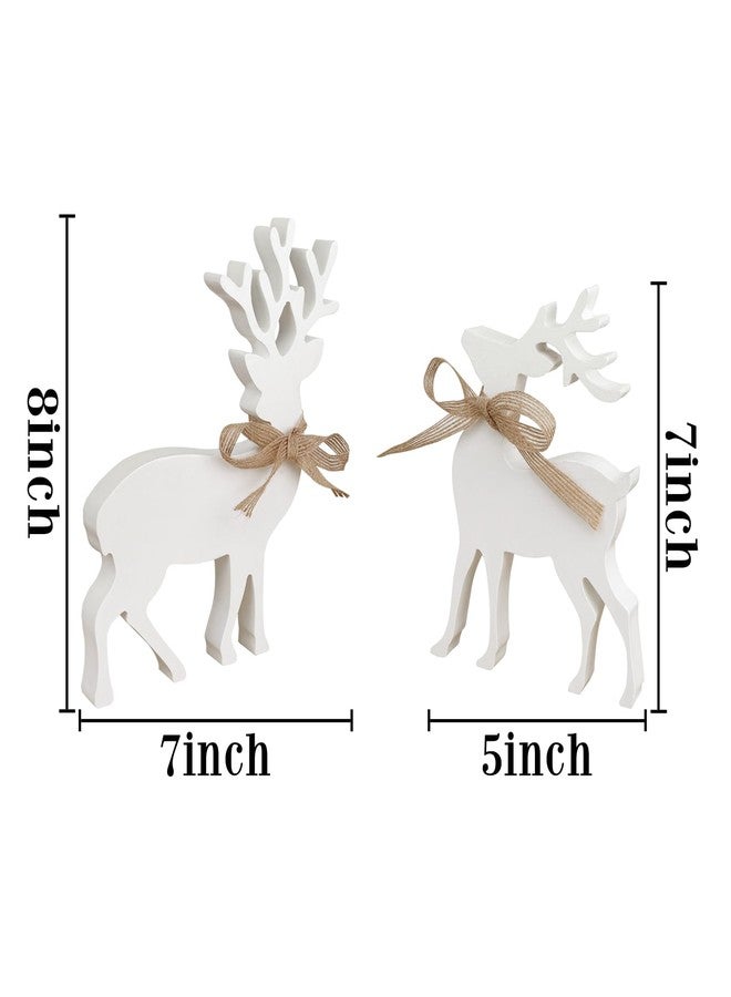 Treory 2Pcs Reindeer Christmas Decorations Rustic Wooden Christmas Reindeer Figurine, Reindeer Decor for Home Decor Shelf Cabinet Table, Home Display, Tabletop - Image 3